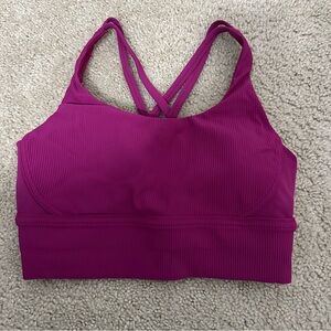 Lululemon Energy Longline Ribbed Bra B/C Cup in Magenta Purple Sz 8 VGUC